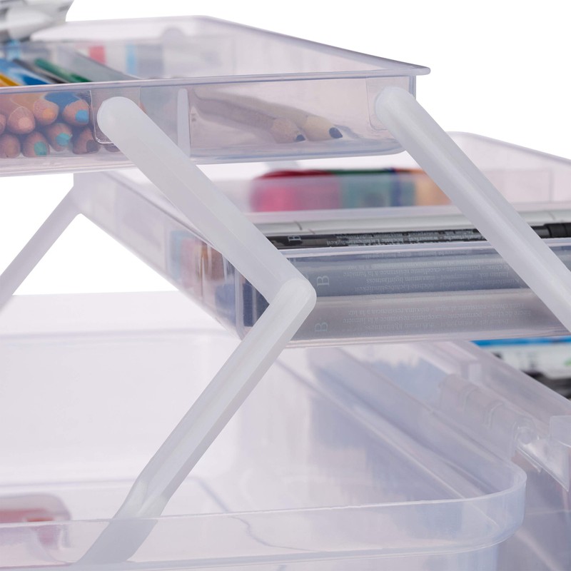 Relaxdays 1 x Transparent Plastic Box, 9 Compartments, Tool Box,