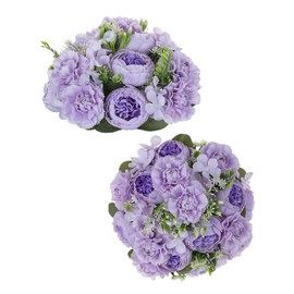 Bolas de flores para centros de mesa de boda, peonía: 2 bolas de flores artificiales púrpuras, diseño de bolas de flores falsas para fiestas, aniversario, hogar, color blanco