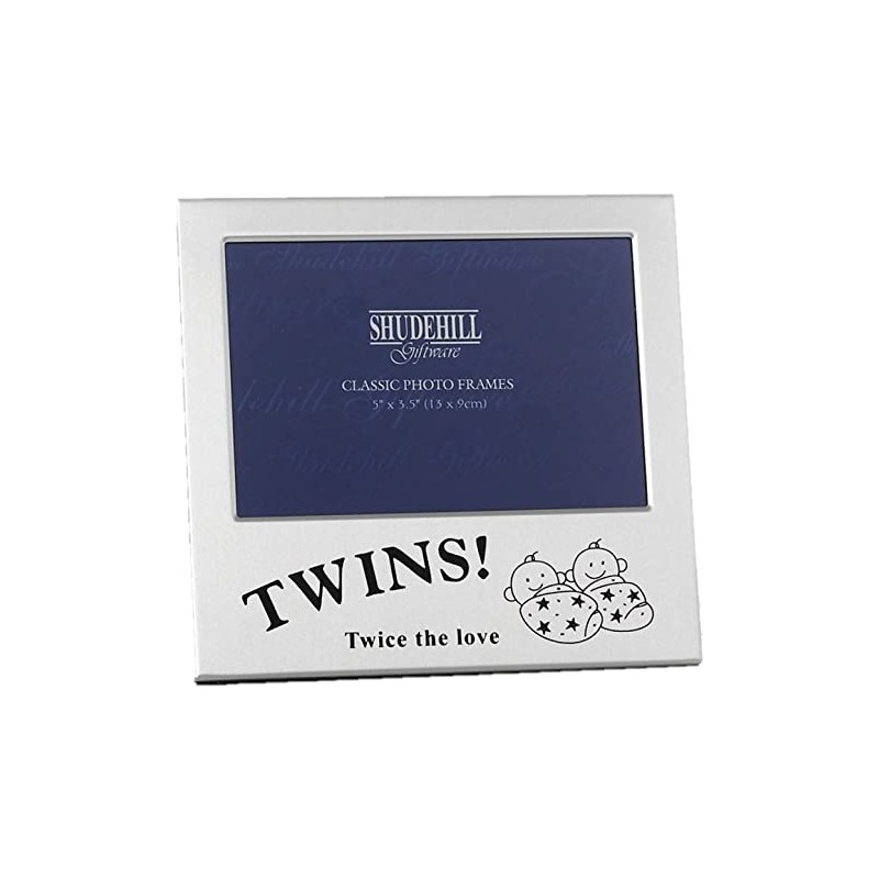Silver Photo Frame with Black Wording - Twins! Twice the