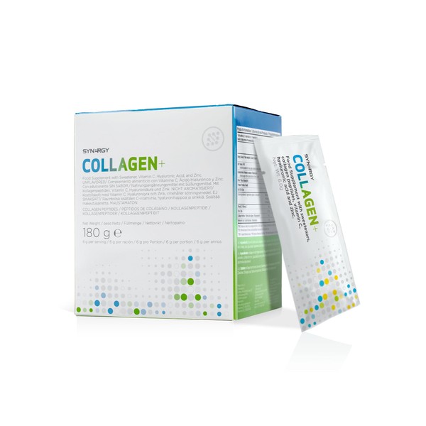 Synergy Worldwide Collagen+ | 30 Bags of 5810 mg Collagen with Vitamin C, Hyaluronic Acid, Zinc | Supports Collagen Production and Strengthens Skin, Hair, Nails, Joints | Neutral in Taste