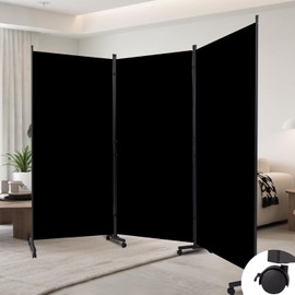Room Divider (3 Panel) Wall Divider for Room Separation, 102 inch Wide Portable Privacy Screens W/Wheels, Metal Frame Freestanding Room Separators 5.6FT Room Partitions and Dividers