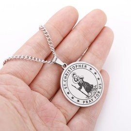 HKwroadrid Car Saint Christopher Visor Clip Driver Gifts St Christopher Medal (Silver)