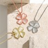 Rhinestone 4 Clover Leaf Pendant Necklace for Women Created Clear