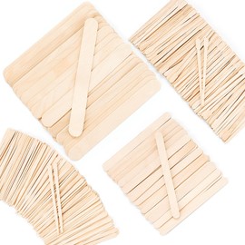 WoBiogHo 500 Pcs 4 Style Waxing Sticks Assorted Wooden Wax Applicator Stick for Body Legs Face Eyebrows and Small Medium Large Sizes Waxing Spatulas Popsicle Stick for Hair Removal Wood Craft Sticks