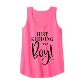 Womens Just Kidding It's A Boy Funny Gender Reveal Surprise Pink Tank Top