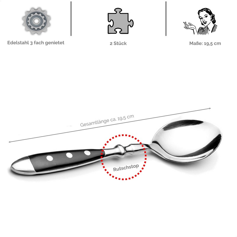 Kerafactum 2 Spoons Soup Spoon Set Table Spoon for Soups