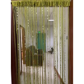 ZiDeTang Button Beaded Door Curtain Fringe Tassel Living Room Divider Curtain (39.30" x 78.50", Green)