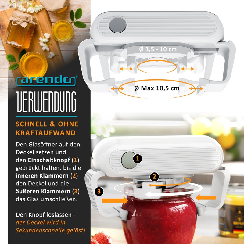 Arendo - Automatic Jar Opener - Electric Lid Opener for