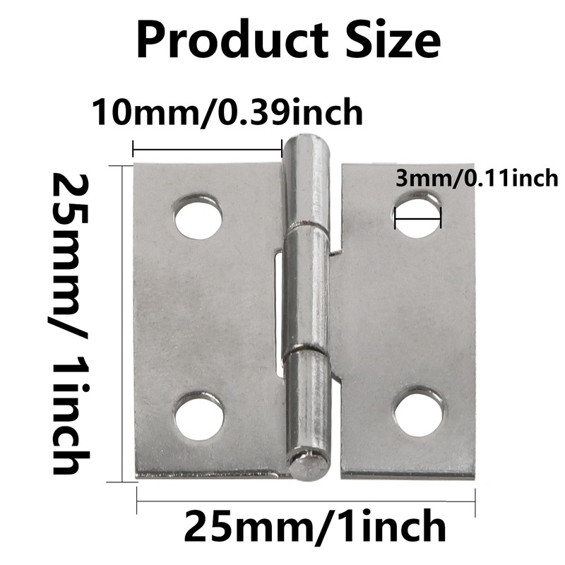 PDETVEO 20PCS 1 Inch Folding Butt Hinges, Stainless Steel Cabinet