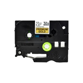 Brother Genuine Tze-PR831 Laminated Tape, Black On Premium Glitter Gold, 12mm x 4m