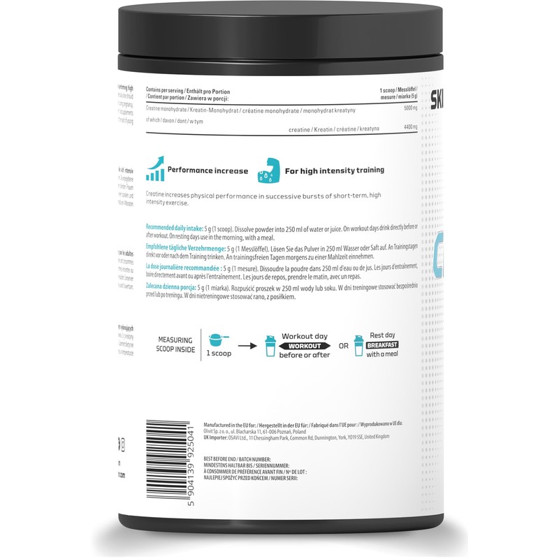 Skill Nutrition Creatine Unflavoured - 500 g | Micronized Creatine
