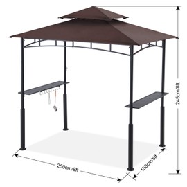 ABCCANOPY 8'x 5' Grill Gazebo Double Tiered Outdoor BBQ Gazebo Canopy with LED Light (Brown)