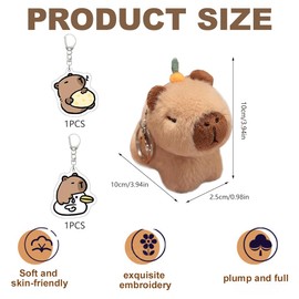 PBAHAUP Set da 4 Pezzi: 2 Portachiavi Capibara in Peluche Morbido + 2 Ciondoli Acrilici, Accessorio Decorativo per Chiavi, Borsa e Zaino, Regalo Originale per Adulti Amanti degli Animali