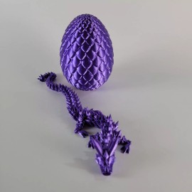 Cinderwing Purple Articulated 12" Crystal Dragon & Egg Fidget/Sensory Toy, Desk/Home Decor