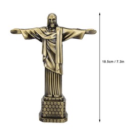 Tomotato Jesus Figurine Brazilian Christ Statue Metal Brazil Statue of Jesus Art Statue Model Christian Statue Reproduction for Home Decoration