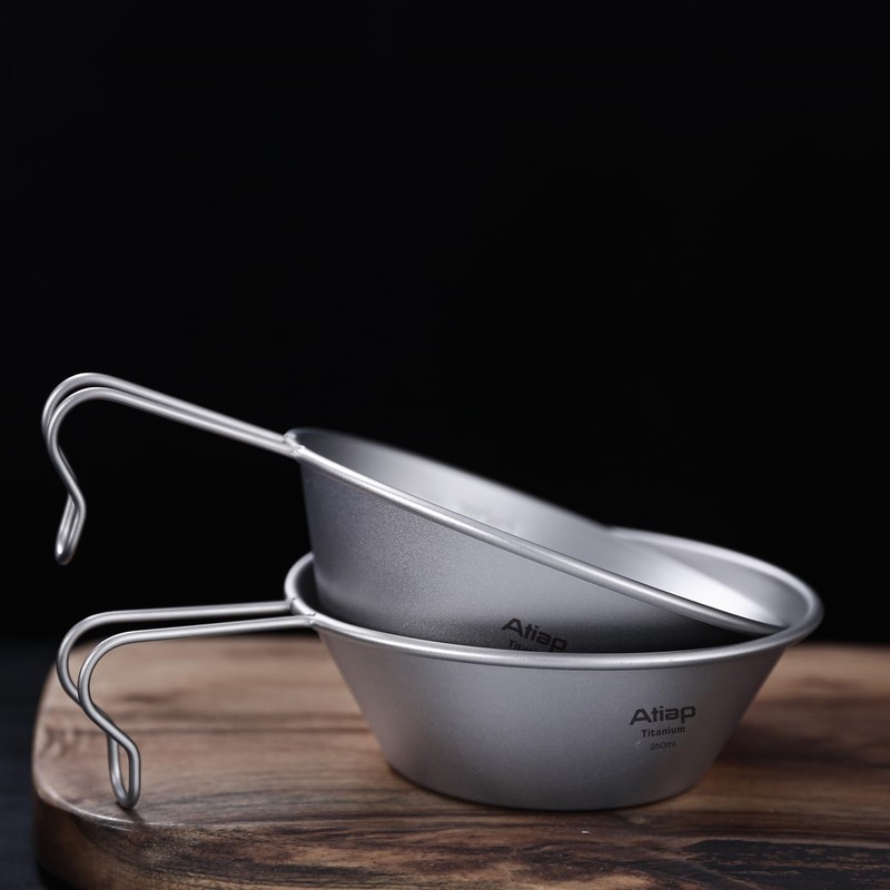 ATiAP Sierra Cup Titanium Camping Bowl 260ML with Fixed Handle