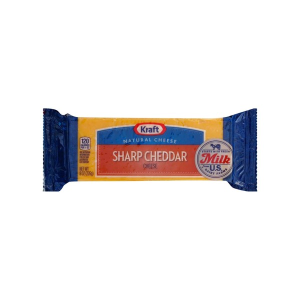 Kraft Sharp Cheddar Chunk Cheese, 8 Ounce -- 12 per case.