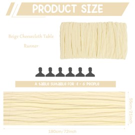 10 Pack Beige Cheesecloth Table Runner 6FT Boho Gauze Fabric Table Runner Vintage Rustic Sheer Runners for Wedding Party Bridal Baby Shower Long Table Decorations