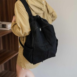 MaxxCloud Cute College Laptop Backpack for Women, Heavy Cotton, Retro Canvas Backpack Travel Bag