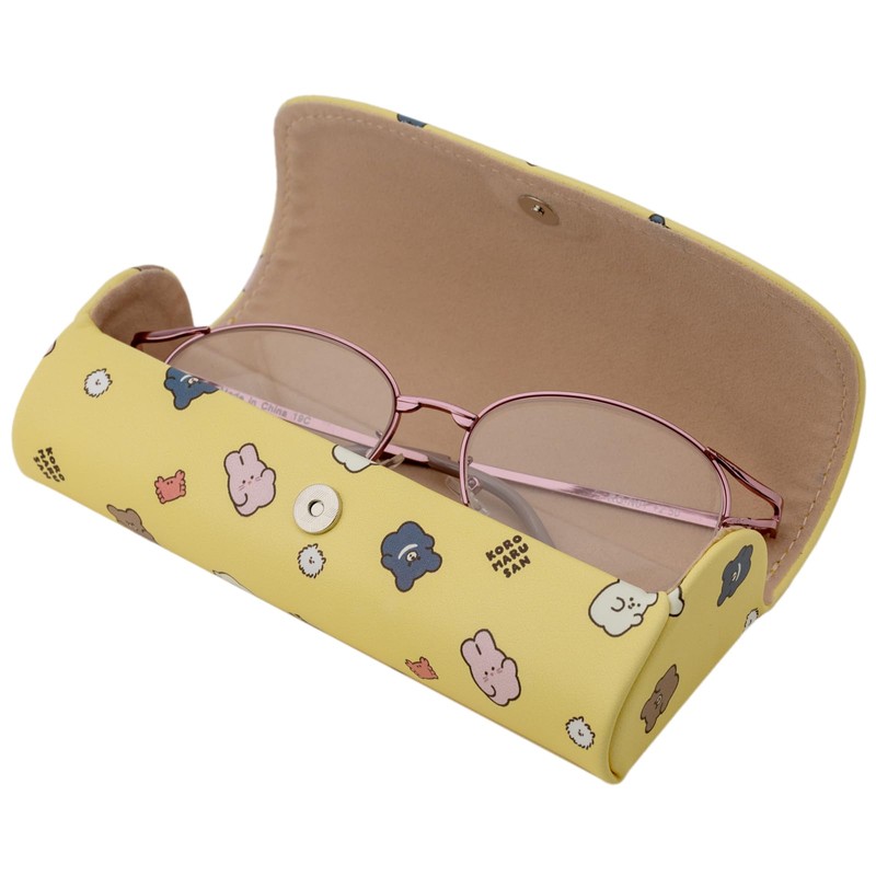 Pearl 094335 Glasses Case, Magnetic, Semi-Hard, Coromaru-san Yellow