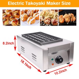 EQCOTWEA Electric Takoyaki Maker, 28 Holes Commercial 110V 1.8KW Electric Non-stick Baker Electric Takoyaki Japanese Octopus Fish Ball Maker Machine Takoyaki Grill