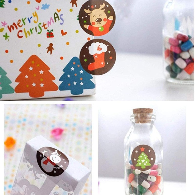 500 Pieces Merry Christmas Stickers, Christmas Round Label Stickers Envelope