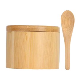 FUNOMOCYA Organic Wooden Salt Box Rotating Magnetic Lid for Kitchen Seasoning Storage