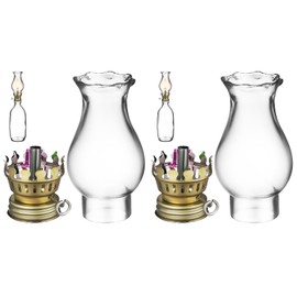 ULTECHNOVO 2 Set 1.7 X 3.5 Clear Glass Oil Lamp Chimney | Oil Lamp Chimney | Height Clear Glass Lamp Light Replacement Flaretop Oil Lamp Chimney Hurricane lamp for Oil Lamp