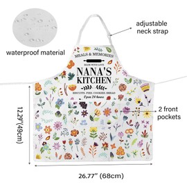 WCGXKO Nana’ Kitchen Apron Funny Nana Gift Grandparent Gift Housewarming Gift Mother’s Day Gift for Nana (Nana Apron CA)