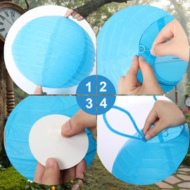Weekgrat 7 Pcs Wonderland Tea Party Decoration Blue 12" Caterpillar Lantern