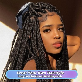 Pre Stretched Braiding Hair 16 Inch 8 Packs Synthetic Braiding Hair Extensions Hot Water Setting Braiding Hair For Black Women Yaki Crochet Twist Braids Itch Free (16 Inch 1B)