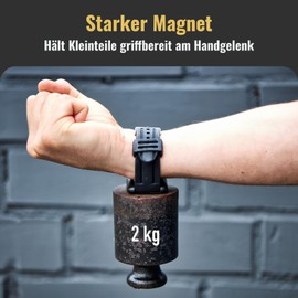 achilles Magnetic Bracelet for Craftsmen, Strong Magnetic Tape up to 2 kg Load Capacity, Magnetic Tape Holds Screws, Nails and Tools for Hands-Free Work, 50 x 40 x 8 mm (Black)