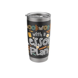Bookworm With A Lesson Plan Teacher School Stainless Steel Insulated Tumbler