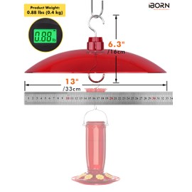 iBorn 13-inch Hummingbird Feeders Baffle, Weather Guard, for Hanging Bird Feeder for Outdoors Rain Guard, Chew-Proof Polycarbonate, Pack of 2, Red