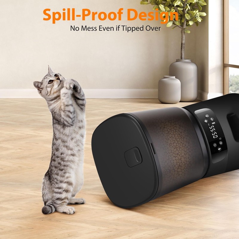Automatic Cat Feeder, Cat Food Dispenser with Stainless Steel Bowl,