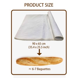 Bread Baking Proofing Cloth, 90x65 cm Bread Cloth Reusable Bakers Couche, Cotton Bread Cloth for Rolling Dough, Baguettes, Loaves, Pastry, Homemade Bread