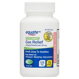 Equate Gas Relief, Simethicone 125 Mg, Extra Strength Softgels, 72 Count