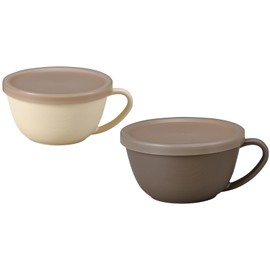 Kano 17027 Earth Color Antibacterial Soup Cup 14.2 fl oz (420 ml) with Lid, 2 Pieces, Eco