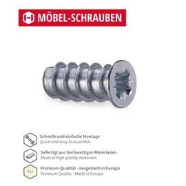 Gedotec 100 x Euro Screws 6.3 x 8 mm | Varianta | Furniture Screws with Full Thread Bore Diameter 5 mm | Vario Special Screw for Drawers - Drawer Rails & Orgaline | Connection Screw Wood