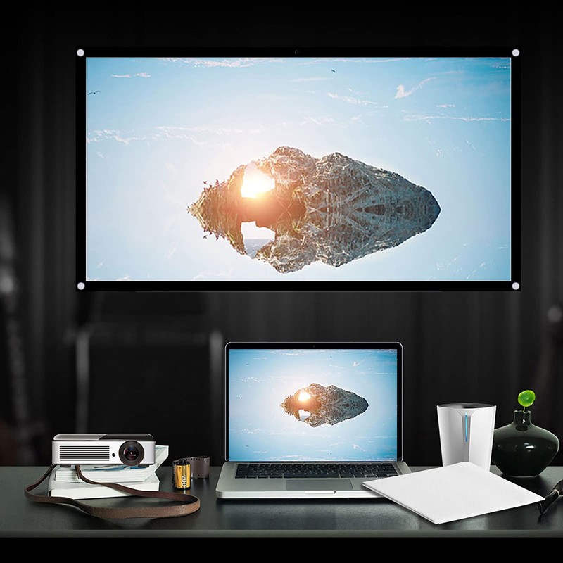 Tissting Projector Curtain Canvas, White Projector Curtain, Portable Projection Screen,