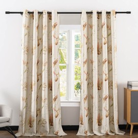 VOGOL Print Curtains for Living Room, Watercolor Floral Blossoming Noise Reduction Grommet Extra Long Window Curtain Panels Drapes for Sliding Glass Door Doorway Farmhouse, 60x106, 2 Panels