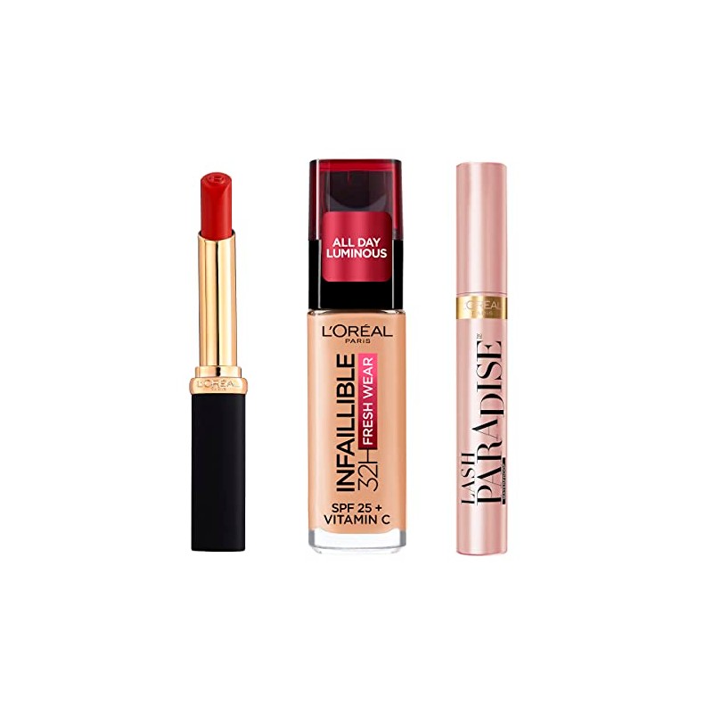 L'Oreal Paris, Kit Mascara Lash Paradise Waterproof + Color Riche