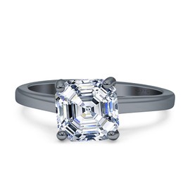 OMRANII Black Tone Cubic Zirconia Size-6 Sparkling Asscher Cut Solitaire Accent Vintage Style Wedding Engagement Ring Solid 925 Sterling Silver