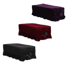 Piano Seat Cover, Lace Decorated Thickened Gold Velvet Piano Single Bench Dust Cover 21.7 x 13.8 Inches (Black)