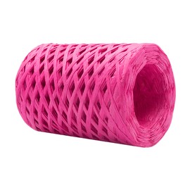 Mandala Crafts Hot Pink Raffia Ribbon for Gift Wrapping - 100 Yds Natural Raffia String Straw Paper Ribbons for Crafts and Decoration