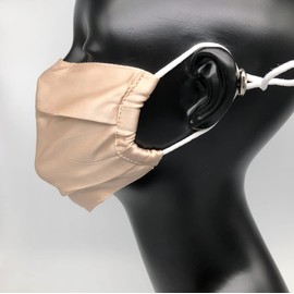 100% Mulberry Silk Face Mask Covering Men & Women Reusable with Ear loops Nose Wire Filter (Champagne, Pleated)