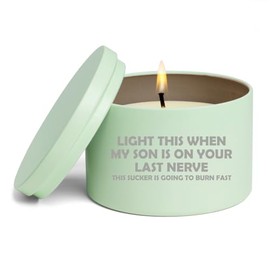 Scented Candle Gift 8oz with Lid Light This When My Son is On Your Last Nerve Funny for Daughter in Law (Vanilla - Green)