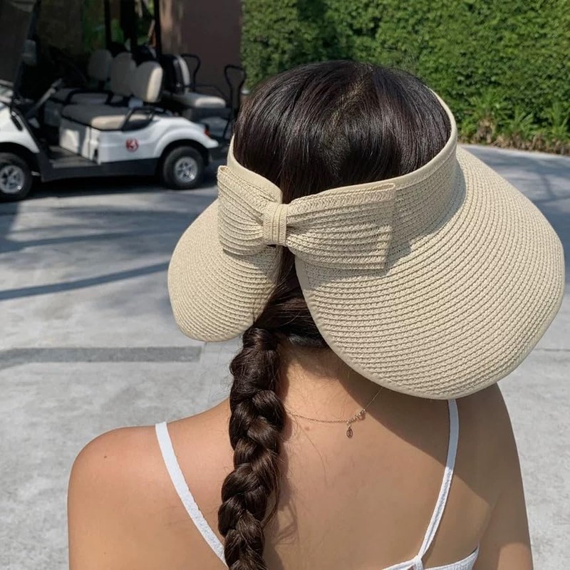 CT COTIM COYIN Women's Straw Sun Visor Hat, UPF 80+,