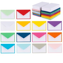 140 Mini Envelopes With White Blank Note Cards, Mini Envelopes 4"x 2.7" For Business Cards, Gift Cards (Assorted Colors)…