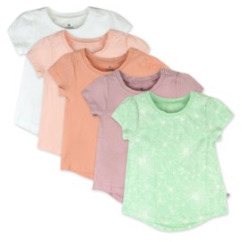 HonestBaby Multipack Short Sleeve T-shirts 100% Organic Cotton Infant Baby, Toddler, Little Kid, Boy, Girl, Unisex, Spring Peach, 7 Years